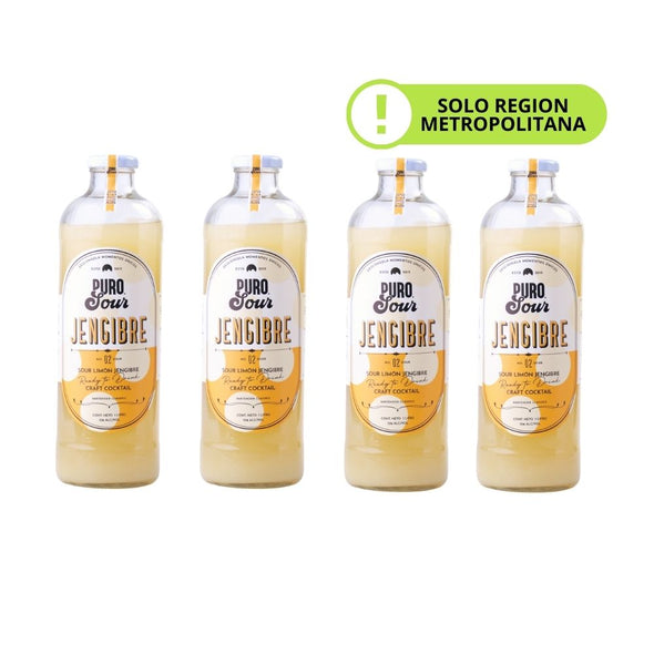 4-PACK GINGER LITRO (4 Botellas de Pisco Sour + Jengibre 1.000 ML)