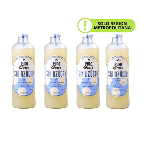 4-PACK ZERO LITRO (4 Botellas de Pisco Sour Sin Azucar 1.000 ML)